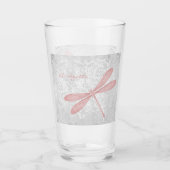Pink Dragonfly Personalisierter Glass Cup Glas (Vorderseite)