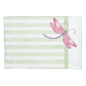 Pink Dragonfly und Sage Streifen Pillowcase Kissenbezug (Vorderseite)