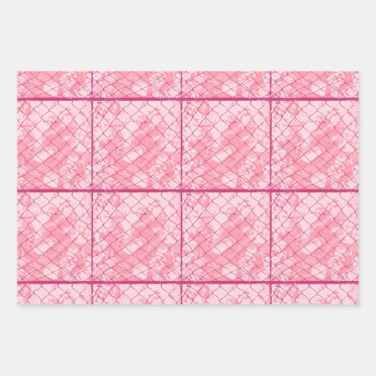 Pink-Drahtzaundesign Geschenkpapier Set (Vorderseite 3)
