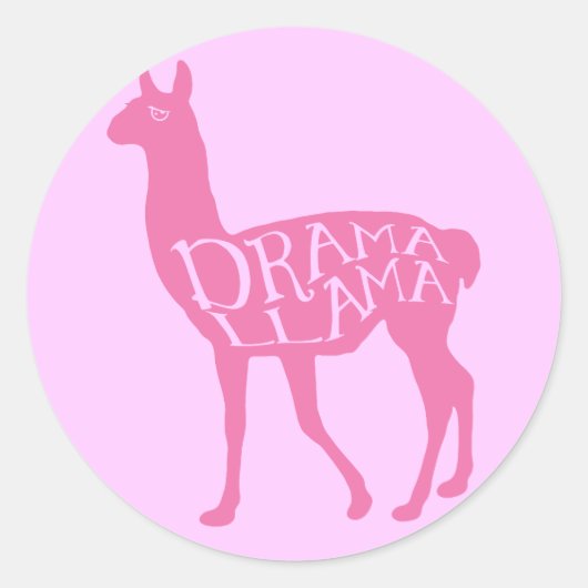 Pink Drama Llama Runder Aufkleber (Vorderseite)