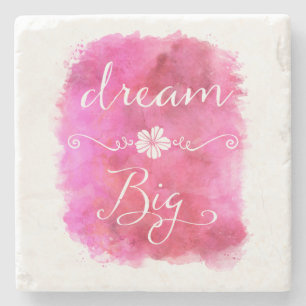 Pink Dream Big inspirierendes Wasserfarbenangebot Steinuntersetzer