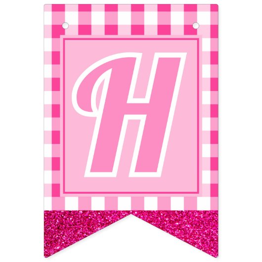 Pink Dream Editable Initial & Age Wimpelkette (Zweite Fahne)