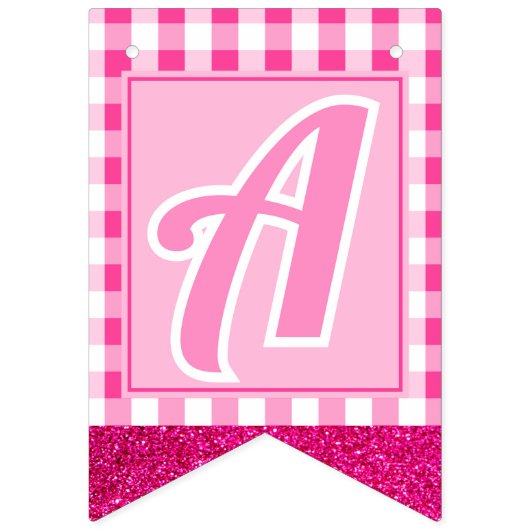 Pink Dream Editable Initial & Age Wimpelkette (Dritte Fahne)