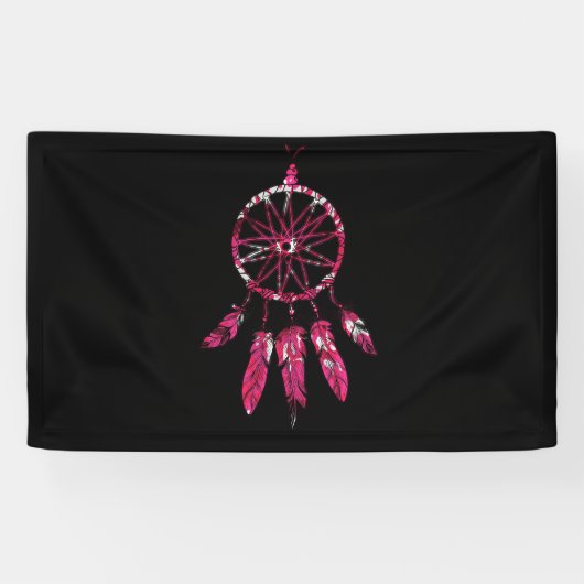 Pink Dreamcatcher Feathers Native Amerikanische Ur Banner (Horizontal)