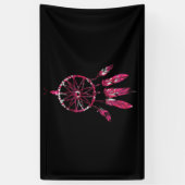 Pink Dreamcatcher Feathers Native Amerikanische Ur Banner (Vertikal)