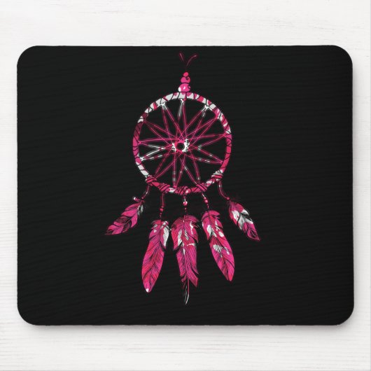 Pink Dreamcatcher Feathers Native Amerikanische Ur Mousepad (Vorne)
