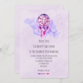 Pink Dreamcatcher Lila Wasserfarbenhochzeit Einlad Einladung (Vorne/Hinten)