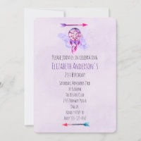 Pink Dreamcatcher Lila Watercolor Geburtstagsparty