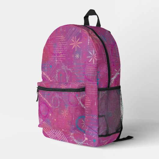 Pink Dreams Abstract Bedruckter Rucksack (Rückseitige Ecke Rechts)