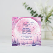 Pink Dreamy Heaven Sent Baby Dusche Einladung (Stehend Vorderseite)