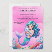 Pink Dreamy Mermaid unter der Sea Baby Dusche Einladung (Vorderseite)