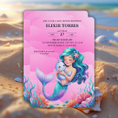 Pink Dreamy Mermaid unter der Sea Baby Dusche Einladung