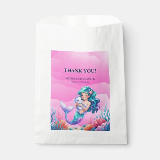 Pink Dreamy Mermaid unter der Sea Baby Dusche Geschenktütchen (Vorderseite)