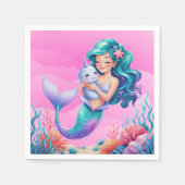 Pink Dreamy Mermaid unter der Sea Baby Dusche Serviette (Vorderseite)