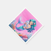 Pink Dreamy Mermaid unter der Sea Baby Dusche Serviette (Ecke)