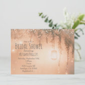 Pink Dreamy Rustic Forest Bridal Dusche Einladung (Stehend Vorderseite)