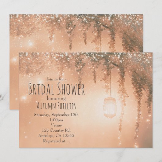 Pink Dreamy Rustic Forest Bridal Dusche Einladung (Vorne/Hinten)