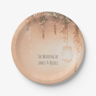 Pink Dreamy Rustic Forest Hochzeit Empfang Pappteller