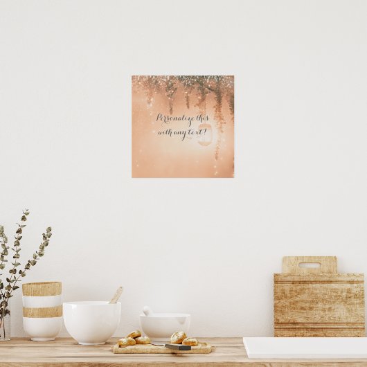 Pink Dreamy Rustic Forest Wedding Banner Poster (Küche)