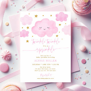 Pink Dreamy Twinkle Star Cloud Baby Sprinkle Einladung