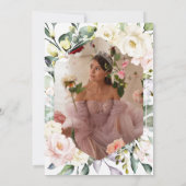 Pink Dress Butterfly Boho Floral Foto Quinceañera Einladung (Rückseite)