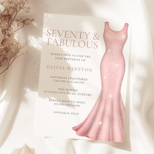 Pink Dress Womans 70. Geburtstagsparty Einladung