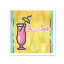 Pink Drink Bunco Bash Fun Cocktail Napkin