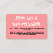 Pink Drink Game Cards Visitenkarte (Rückseite)