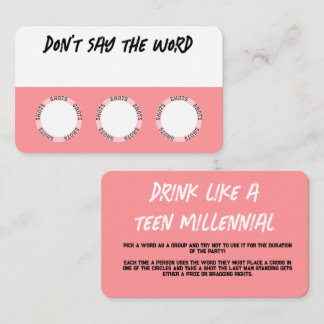 Pink Drink Game Cards Visitenkarte