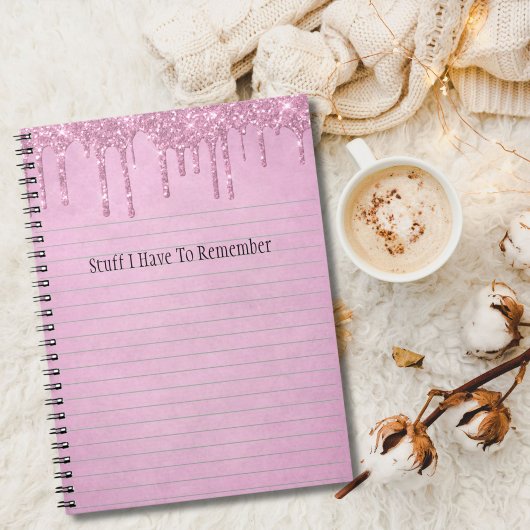 Pink Dripping Glitzer Girly Personalisiert Notizblock