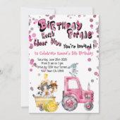 Pink Drive by Birthday Landtiere Einladung (Vorderseite)
