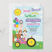 Pink Drive by Birthday Parade Farm Girl Einladung (Vorderseite)