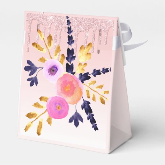 Pink Driving Glitzer Floral Vielen Dank Geschenkschachtel (Rückseite)