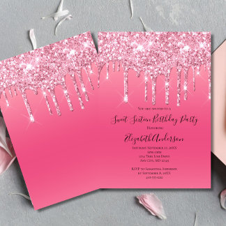 Pink Driving Glitzer Girly Trendy Chic Geburtstag Einladung