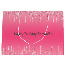 Pink Driving Glitzer Girly Trendy Chic Modern Große Geschenktüte