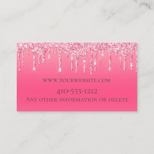 Pink Driving Glitzer Girly Trendy Chic Modern Visitenkarte (Rückseite)