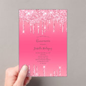 Pink Driving Glitzer Girly Trendy Quinceanera Acryleinladungen (Insitu (Handheld))