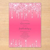 Pink Driving Glitzer Girly Trendy Quinceanera Acryleinladungen (Vorderseite)