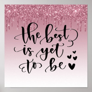 Pink Driving Glitzer Inspiration Zitat Poster