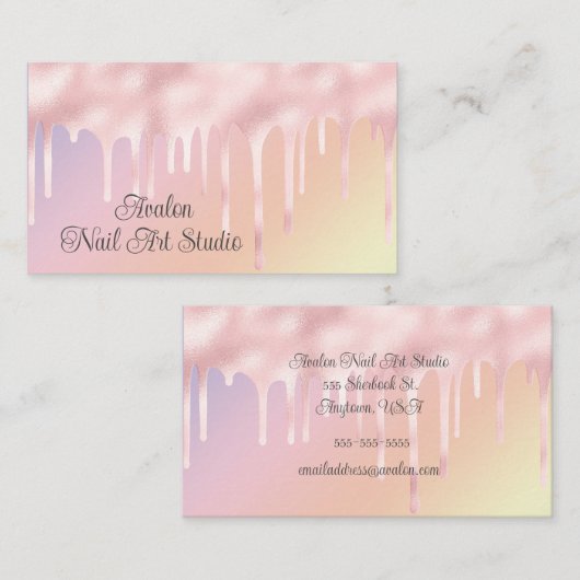 Pink Driving Paint Nail Art Visitenkarte (Vorne/Hinten)