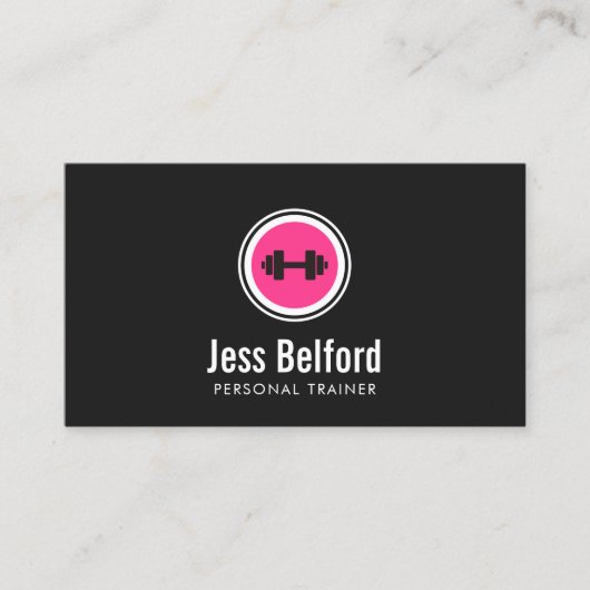 Pink Dumbell Logo, Personal Trainer, Fitness Gym Visitenkarte (Vorderseite)