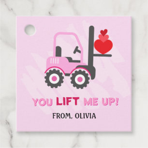 Pink Dump Truck Herz Valentines Gift Tags Geschenkanhänger