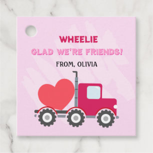 Pink Dump Truck Herz Valentines Gift Tags Geschenkanhänger