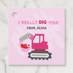 Pink Dump Truck Herz Valentines Gift Tags Geschenkanhänger