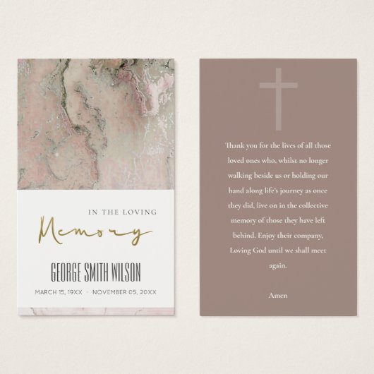 PINK DUSKY ROSE GOLD BEILEID MEMORIY PRAYER CARD (Vorne & Hinten)