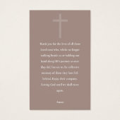 PINK DUSKY ROSE GOLD BEILEID MEMORIY PRAYER CARD (Rückseite)