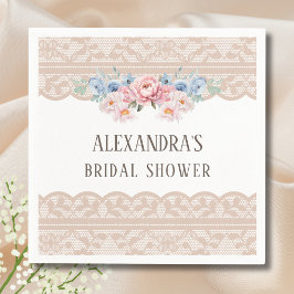 Pink Dusty Blue Floral Vintag Lace Brautparty Serviette