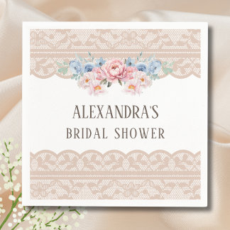Pink Dusty Blue Floral Vintag Lace Brautparty Serviette