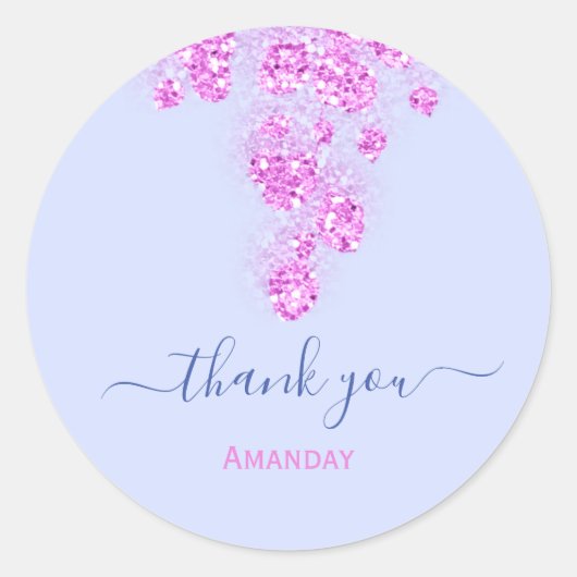Pink Dusty Blue Glitzer Bridal Sweet16. Vielen Dan Runder Aufkleber (Vorderseite)