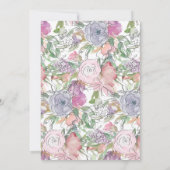 Pink Dusty Blue Hand Sketched Floral Mother Day Einladung (Rückseite)